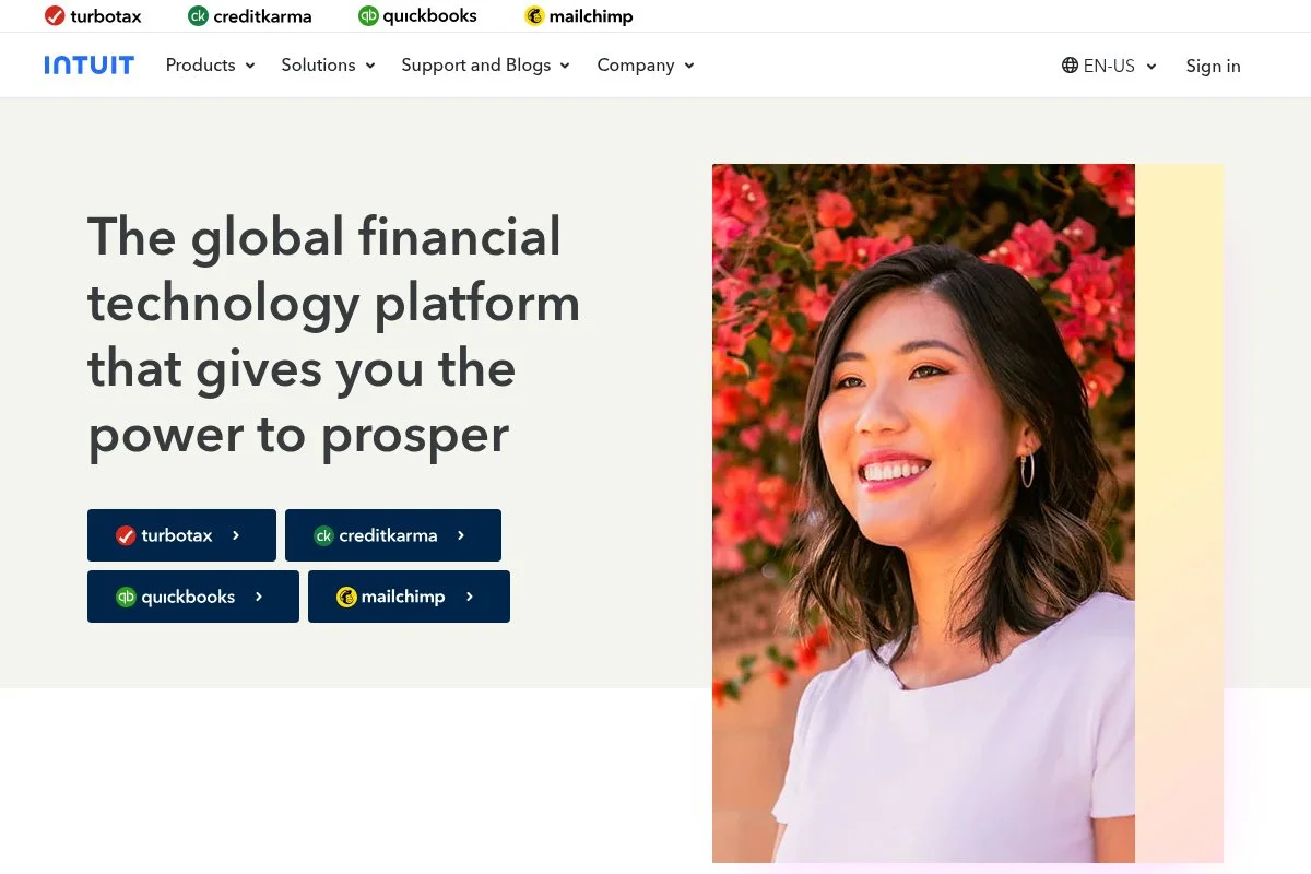 Screenshot of QuickBooks Self-Employed homepage