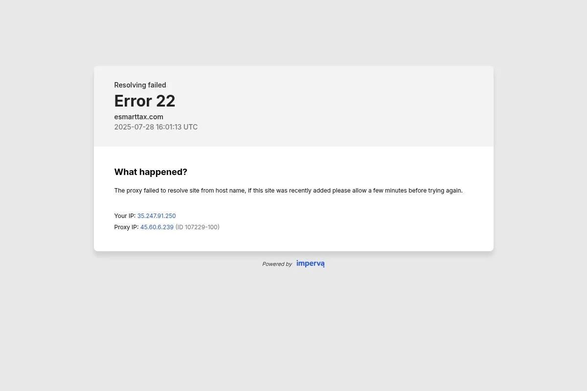 Screenshot of eSmart Tax homepage
