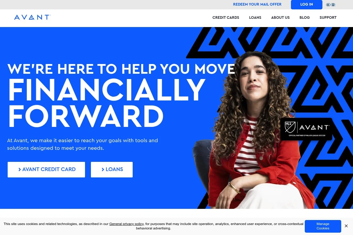 Screenshot of Avant homepage