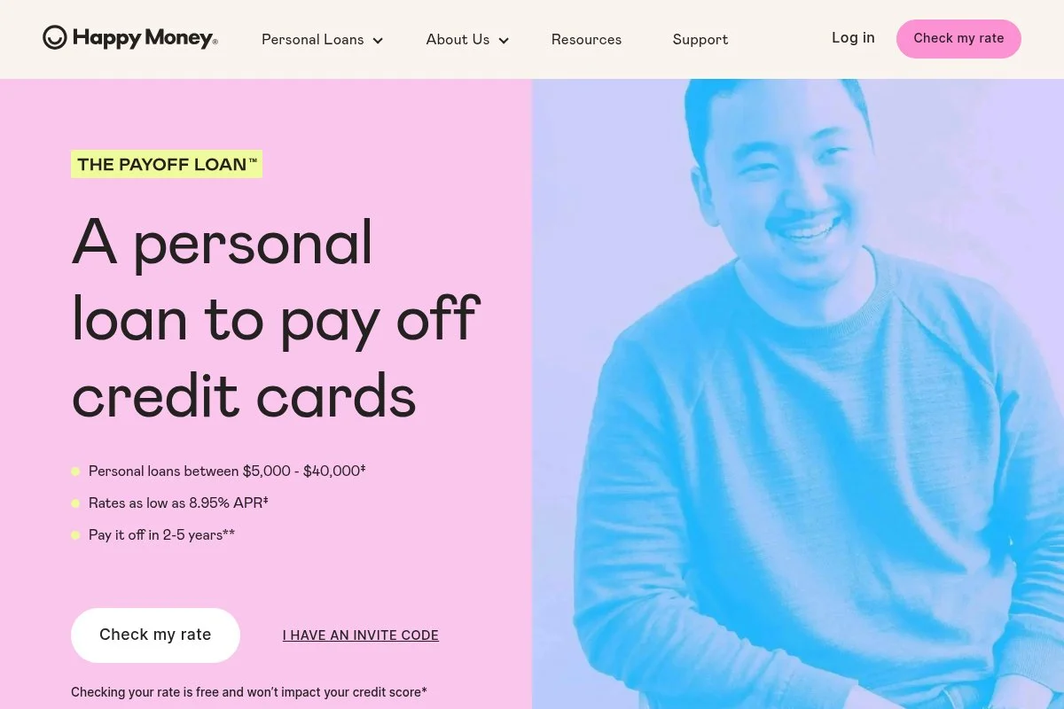 Screenshot of Payoff homepage