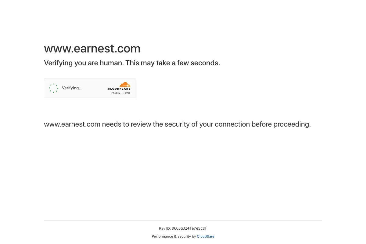 Screenshot of Earnest homepage