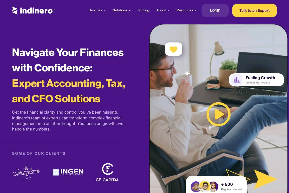 Screenshot of inDinero homepage
