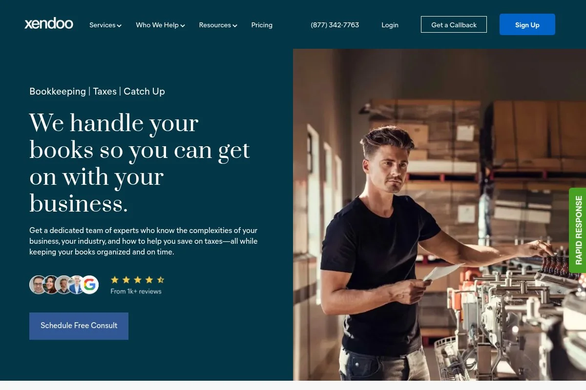 Screenshot of Xendoo homepage