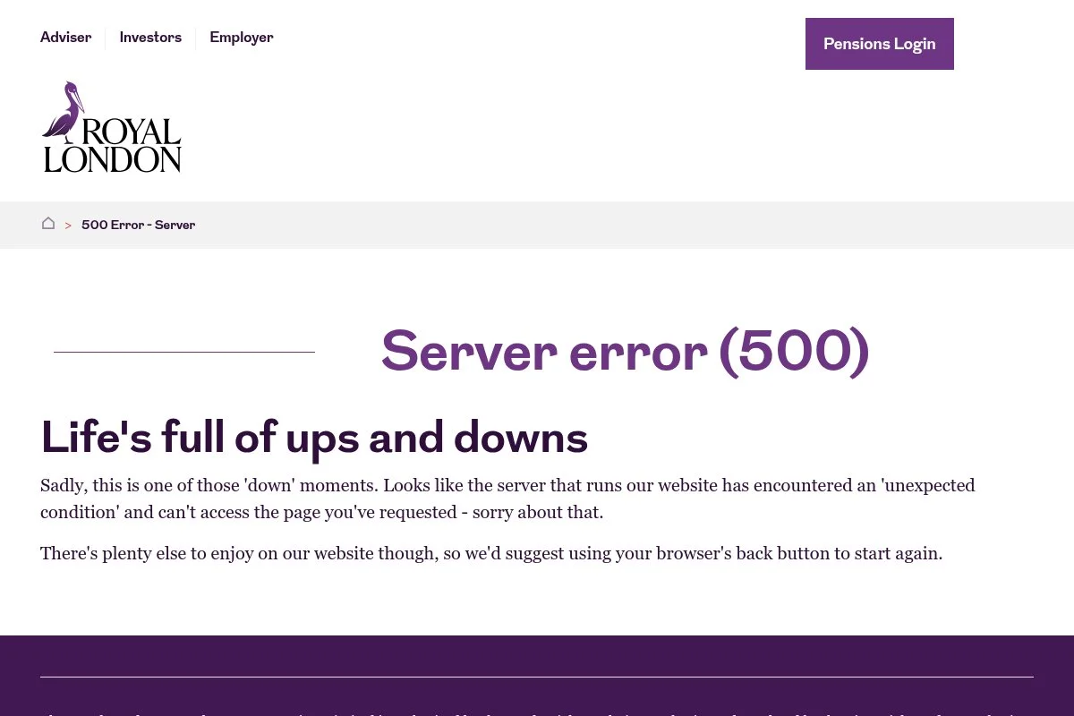 Screenshot of Royal London homepage
