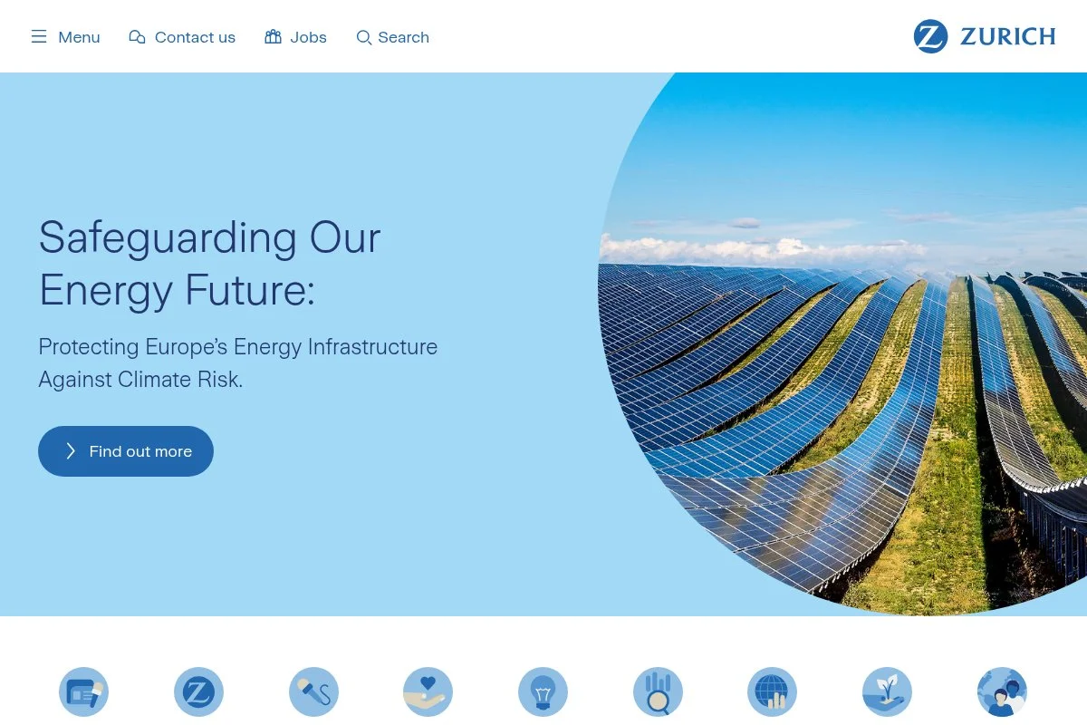 Screenshot of Zurich homepage