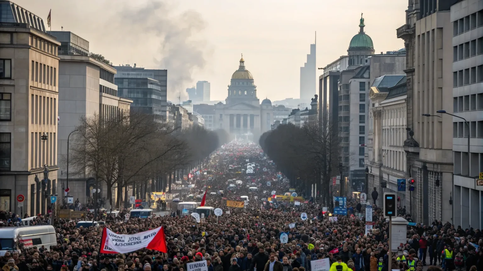 mass protests rock brussels over cuts