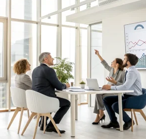 group of economists at table debating the fed rate cut; Economists Debate Fed Rate Cut