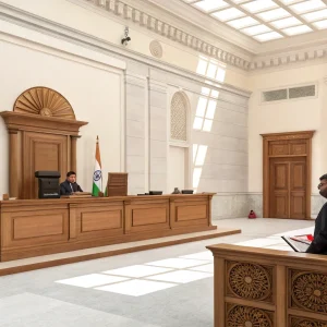 courtroom with judge and India flag; India Launches GST Appellate Tribunal