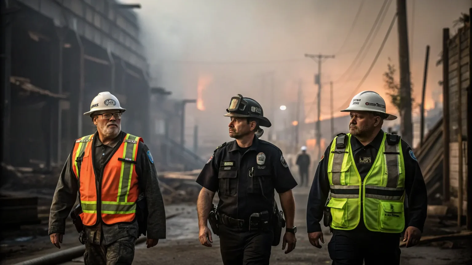 construction staff arrested after fire