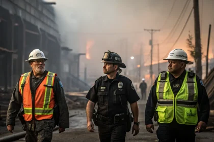 construction staff arrested after fire