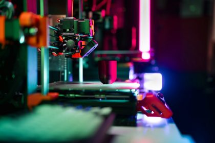 Close-up of a 3D printer in operation; New Tech Tool