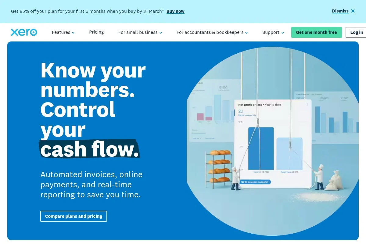 Screenshot of Xero homepage
