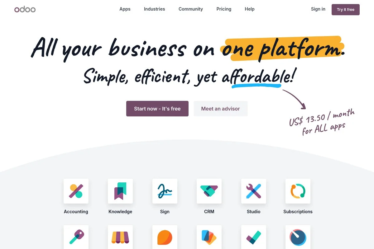 Screenshot of Odoo Accounting homepage