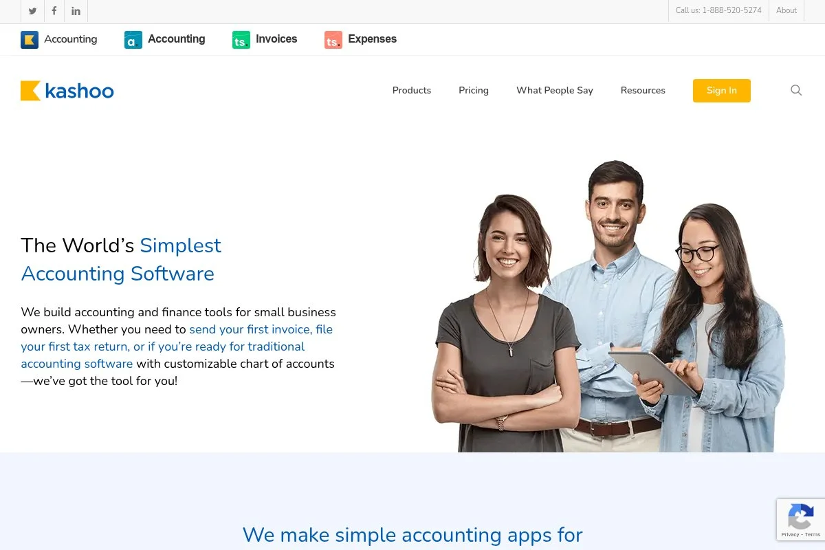 Screenshot of Kashoo homepage