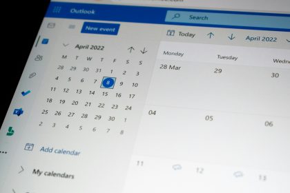 a computer screen with a calendar on it; scheduling software