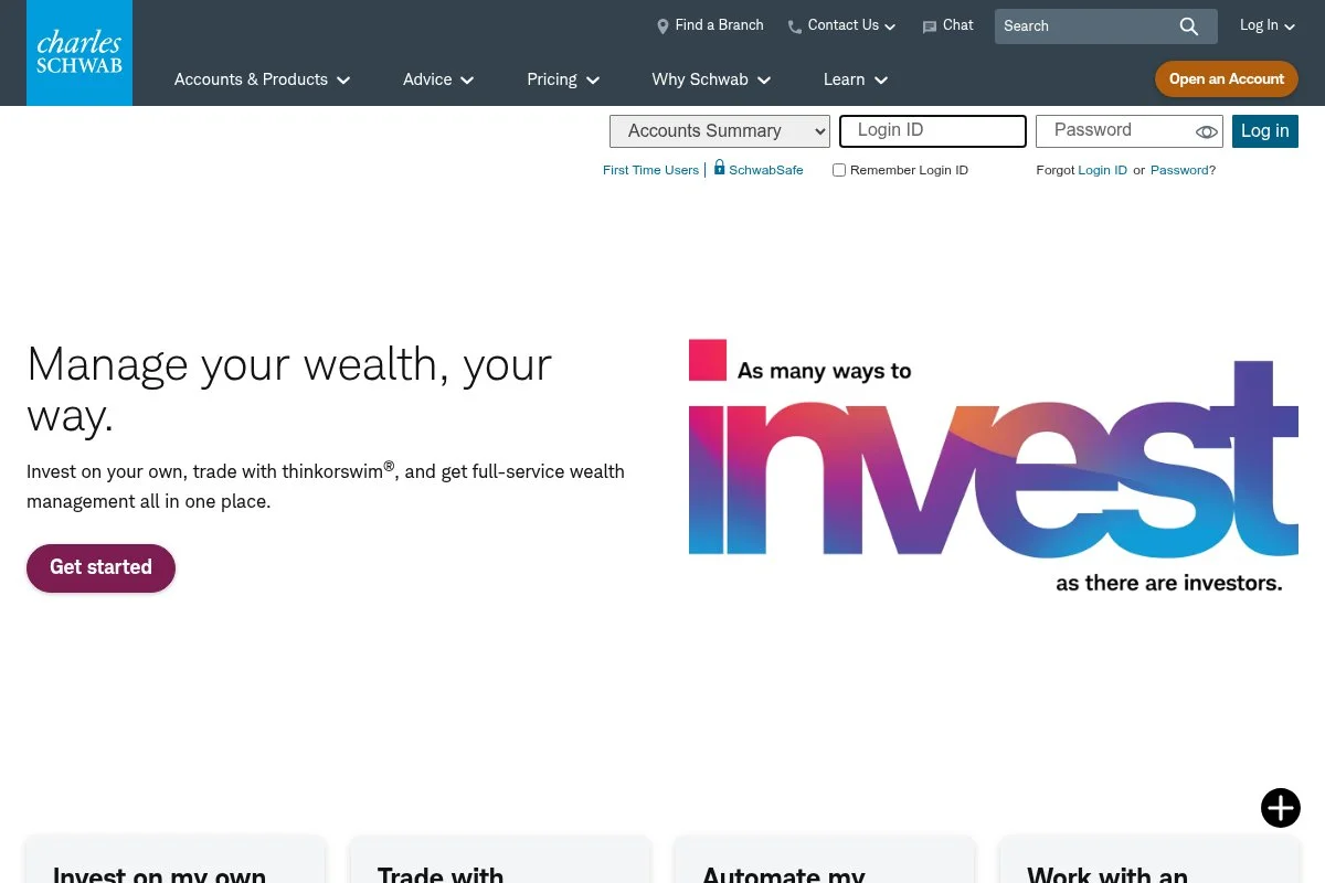 Screenshot of Schwab Intelligent Portfolios Premium homepage