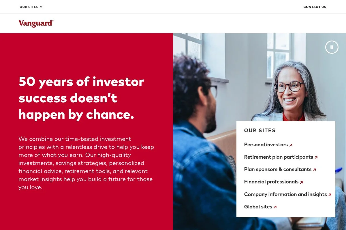 Screenshot of Vanguard Personal Advisor homepage