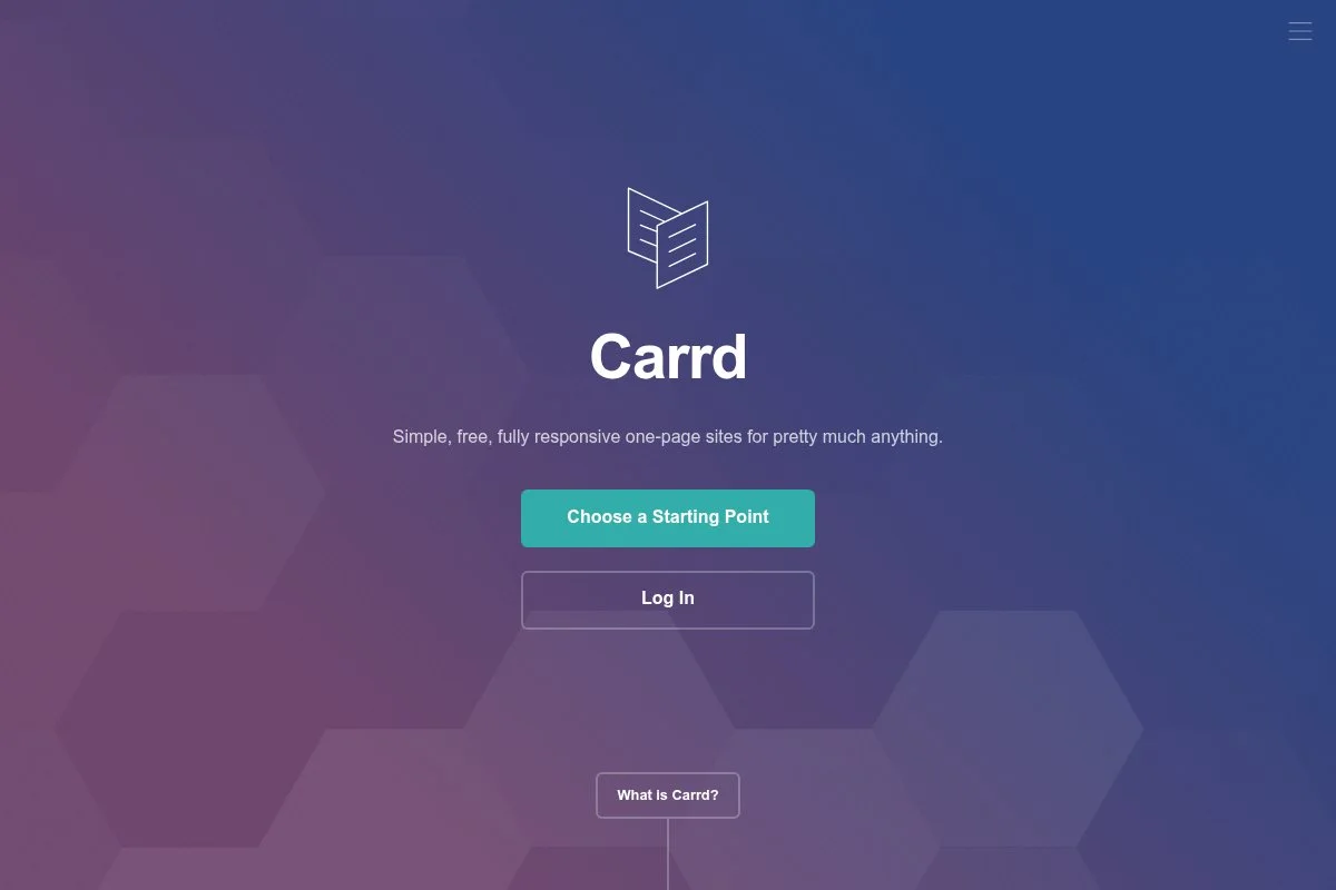 Screenshot of Carrd homepage