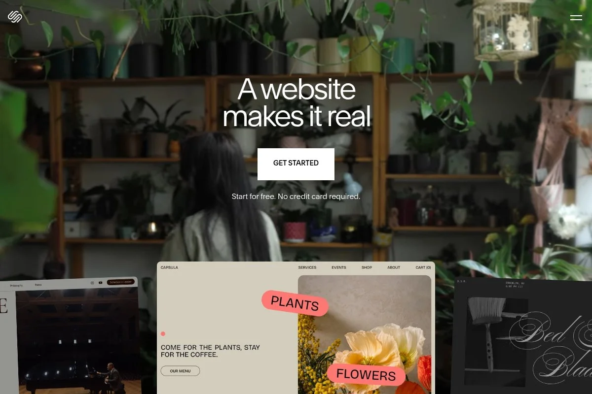 Screenshot of Squarespace homepage