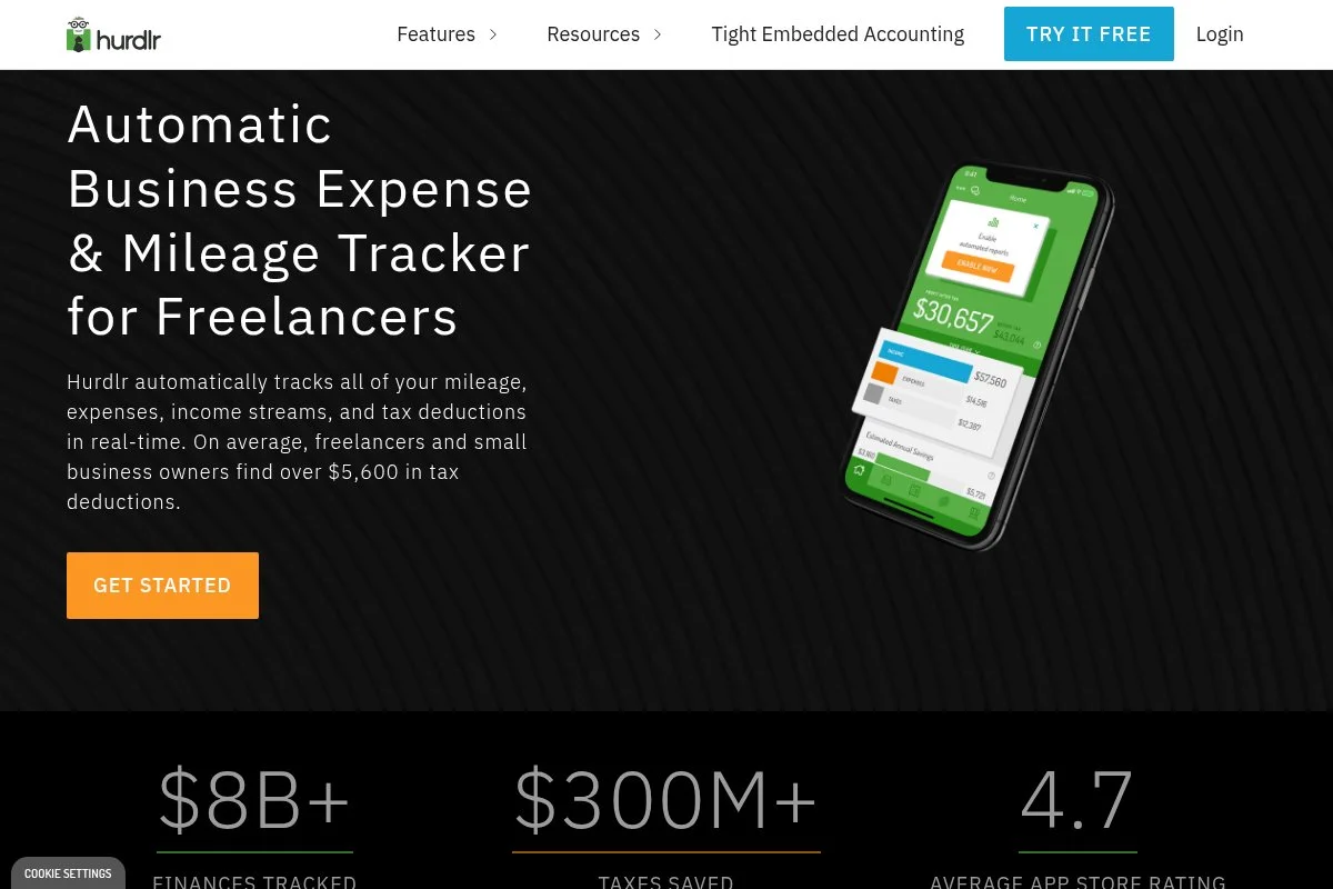 Screenshot of Hurdlr homepage