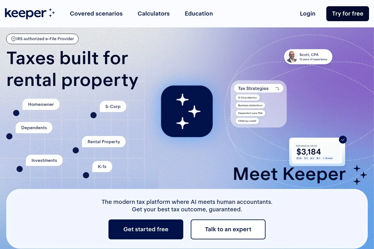 Screenshot of Keeper homepage