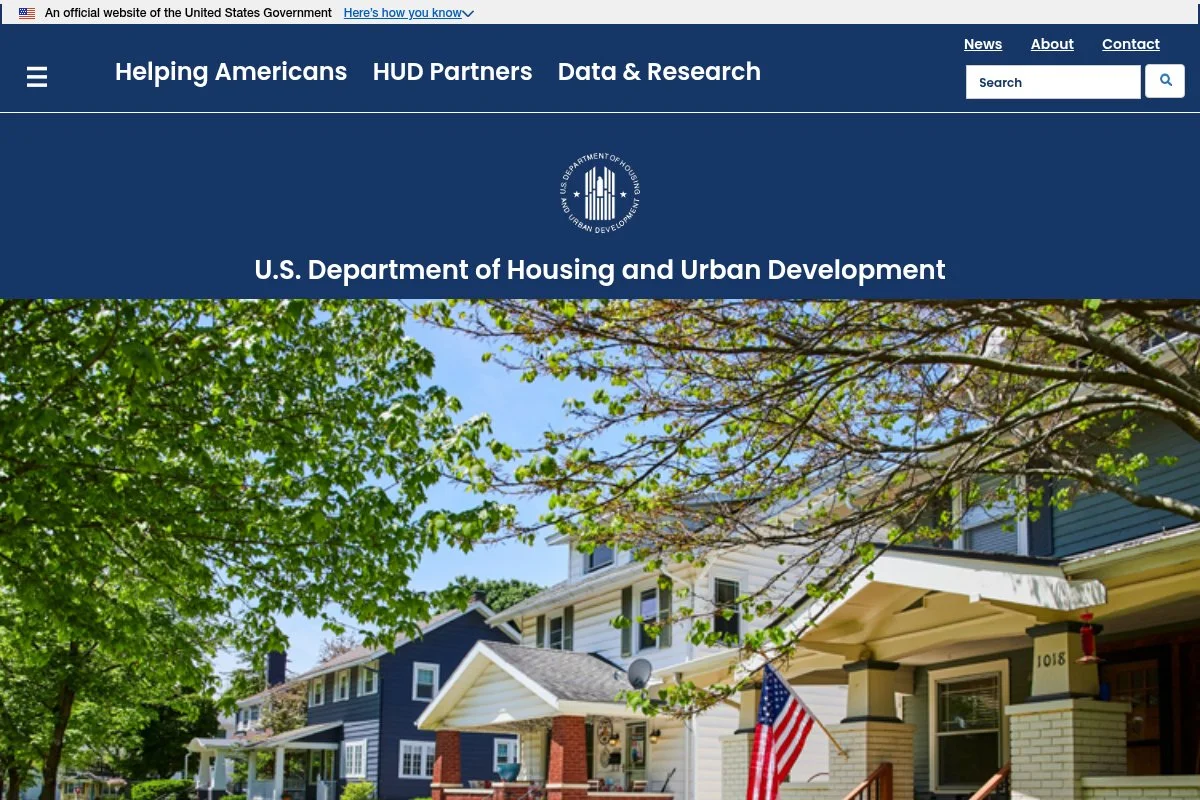 Screenshot of FHA Loan (Federal Housing Administration) homepage