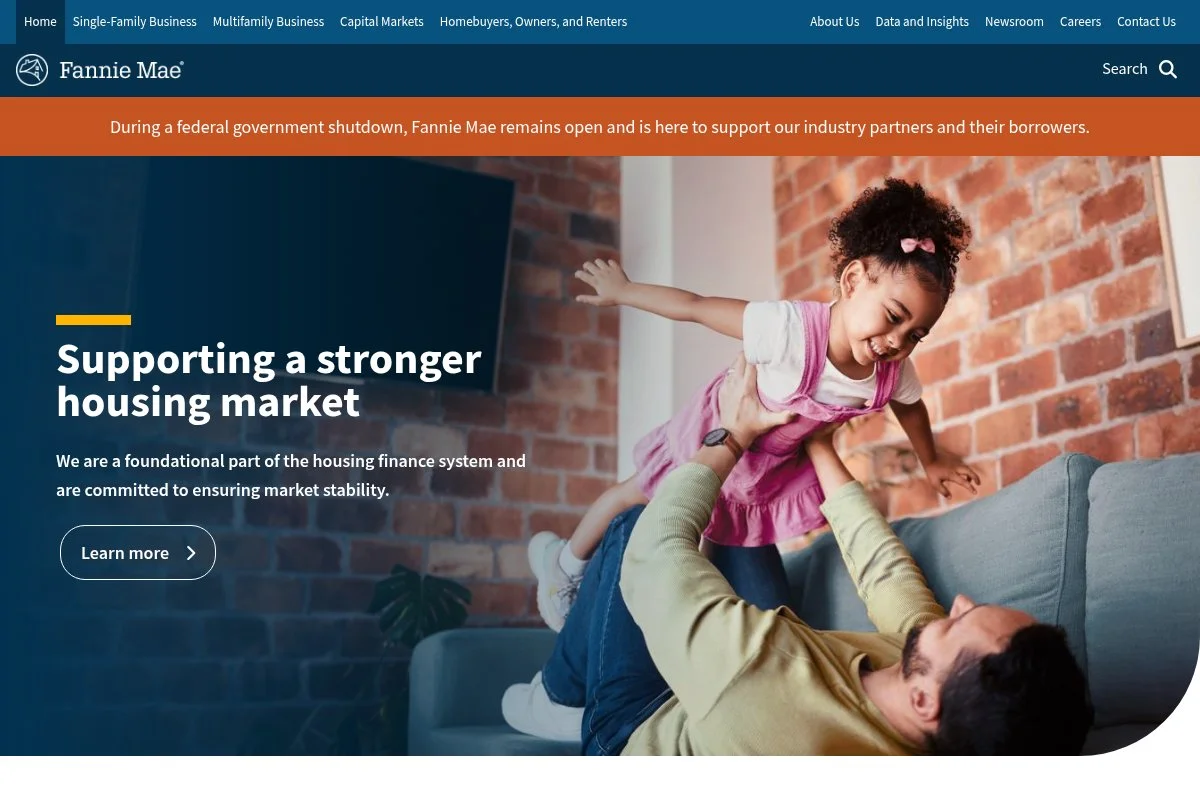 Screenshot of Fannie Mae HomeReady (Conventional) homepage