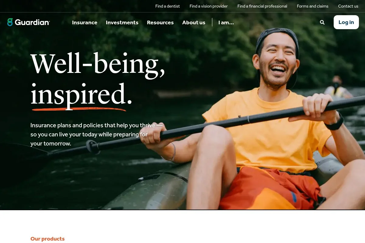 Screenshot of Guardian homepage