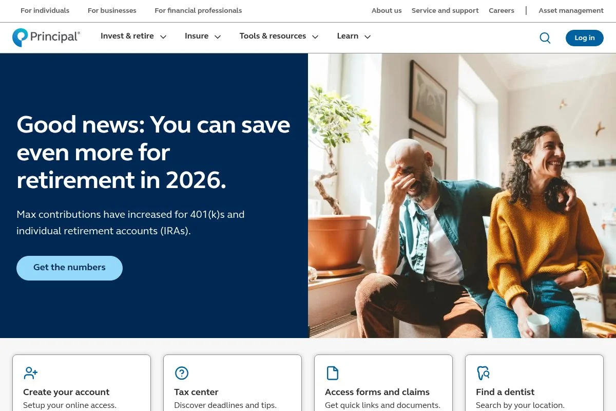 Screenshot of Principal homepage
