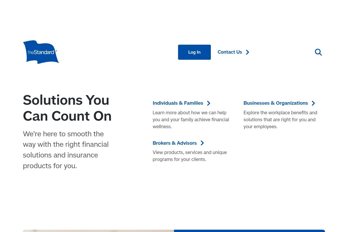 Screenshot of The Standard homepage