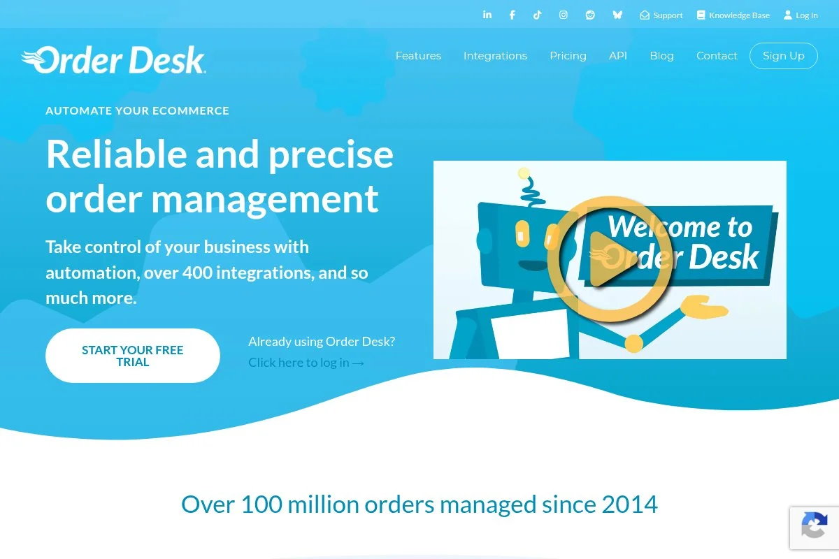 Screenshot of Order Desk homepage