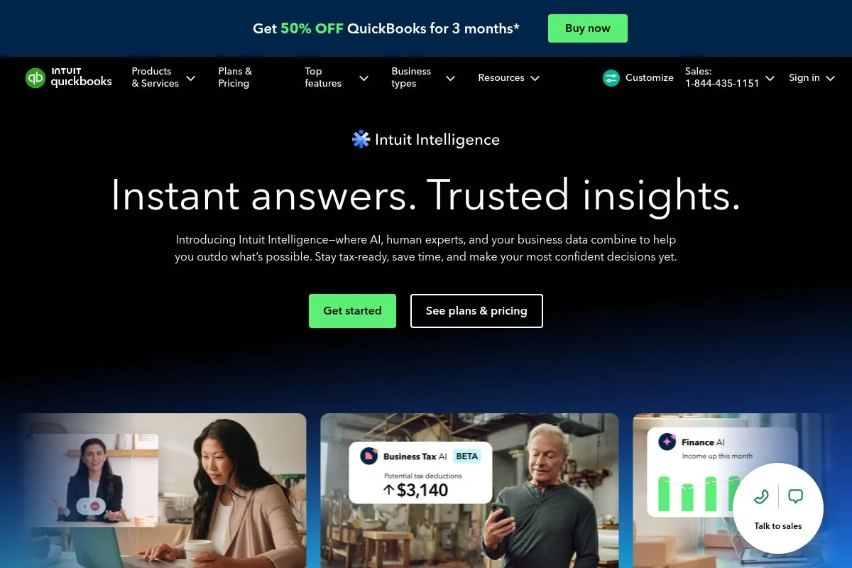 Screenshot of QuickBooks Payroll homepage