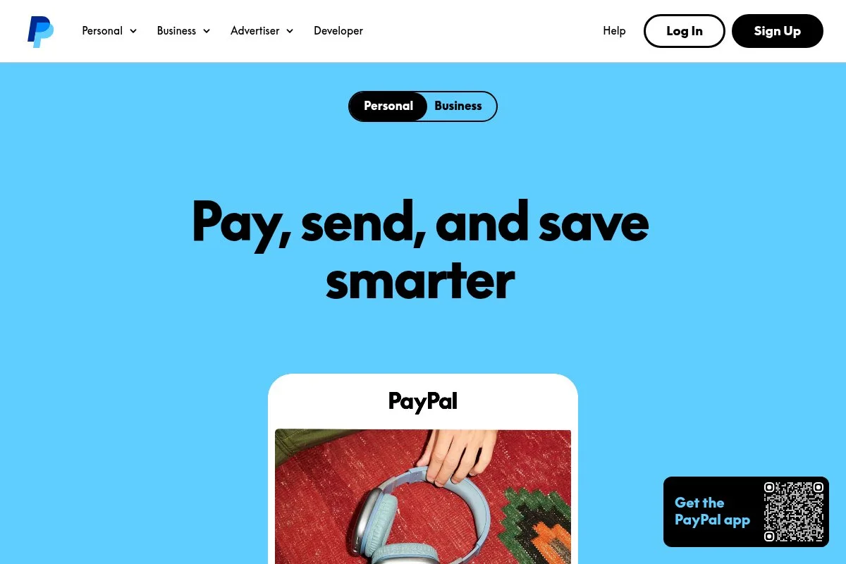 Screenshot of PayPal Invoicing homepage