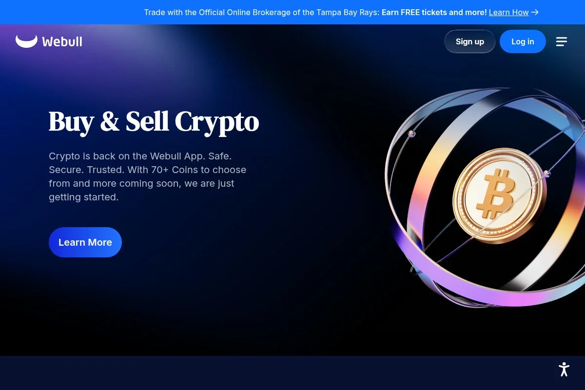 Screenshot of Webull homepage