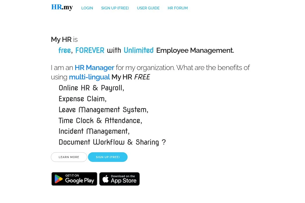 Screenshot of HR.my homepage