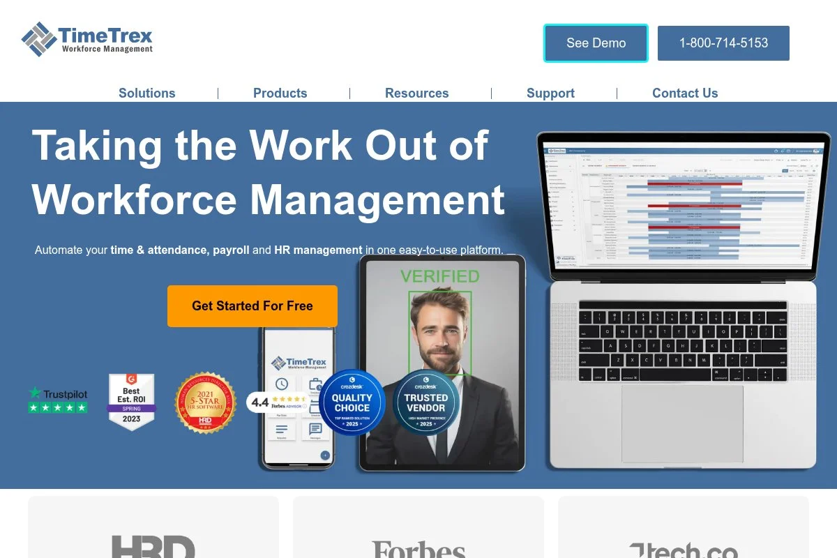 Screenshot of TimeTrex Community Edition homepage