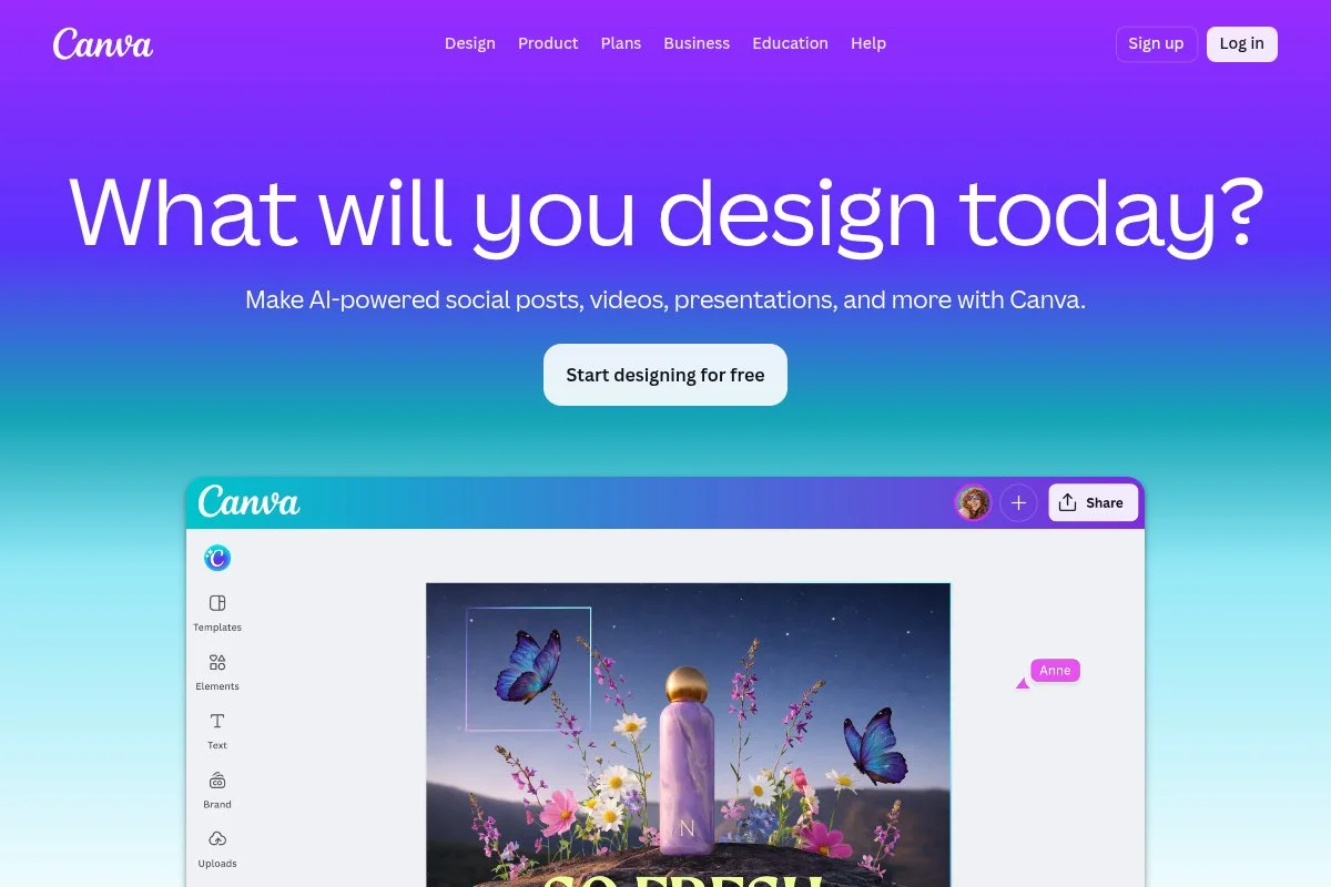 Screenshot of Canva Magic Studio homepage