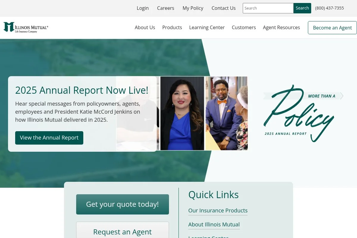 Screenshot of Illinois Mutual homepage