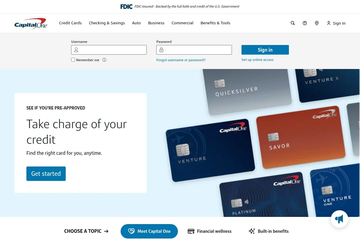 Screenshot of Capital One Auto Navigator homepage