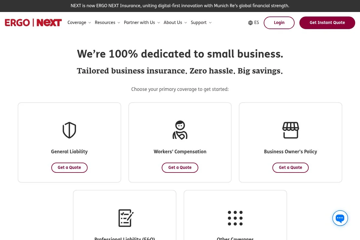 Screenshot of Next Insurance homepage