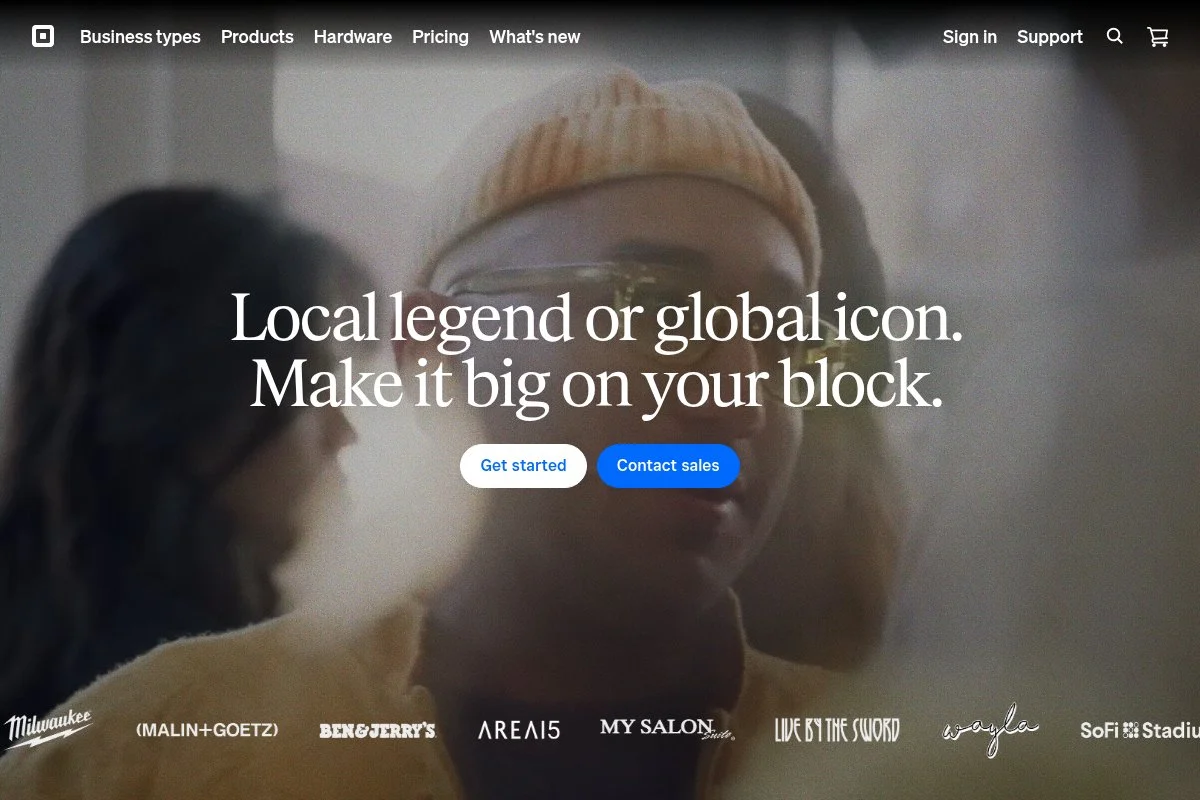 Screenshot of Square homepage