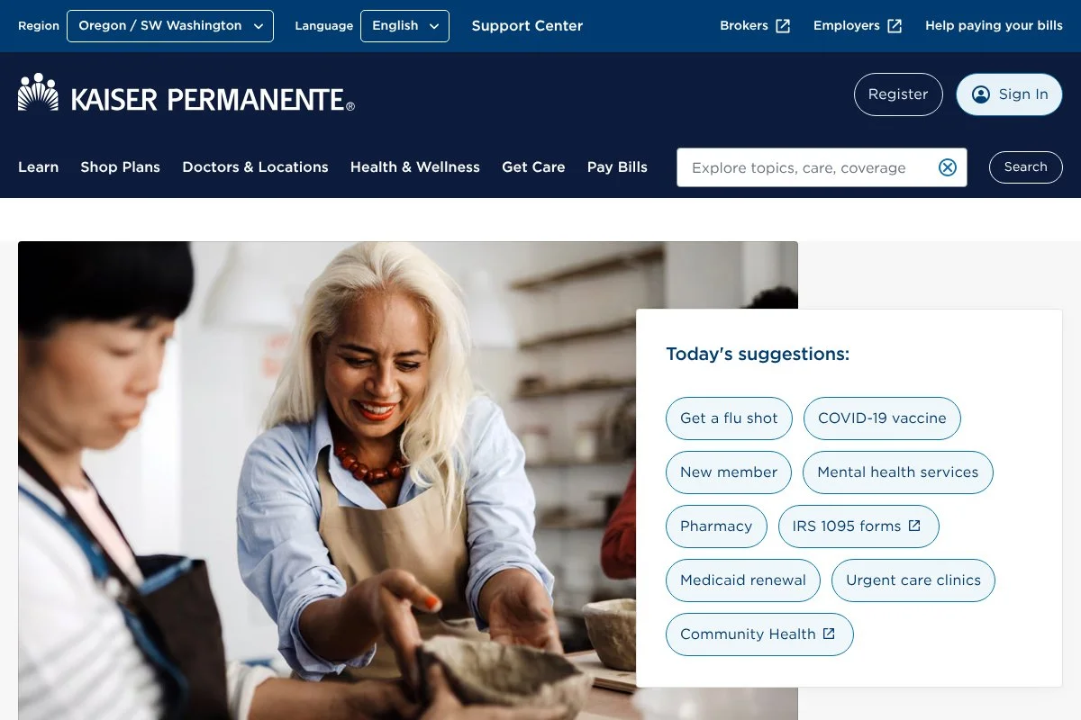 Screenshot of Kaiser Permanente HDHP (HSA‑Qualified) homepage