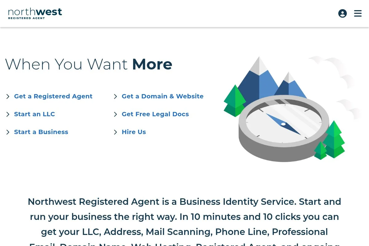 Screenshot of Northwest Registered Agent homepage