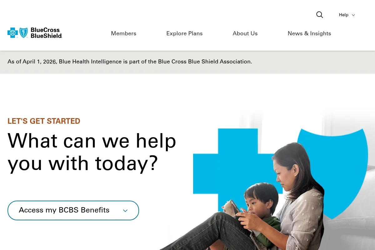 Screenshot of Blue Cross Blue Shield (state PPOs) homepage