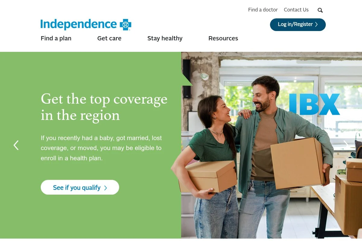 Screenshot of Independence Blue Cross Personal Choice PPO homepage