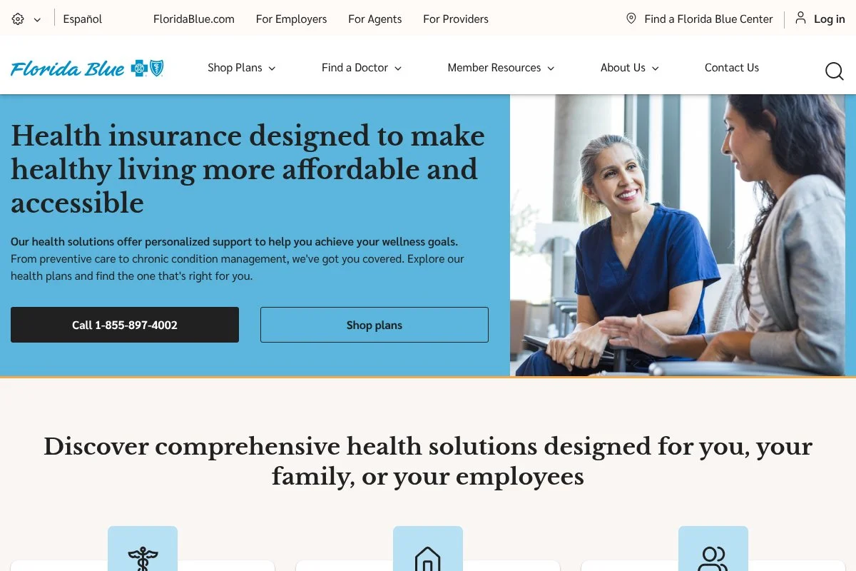 Screenshot of Florida Blue BlueOptions PPO homepage