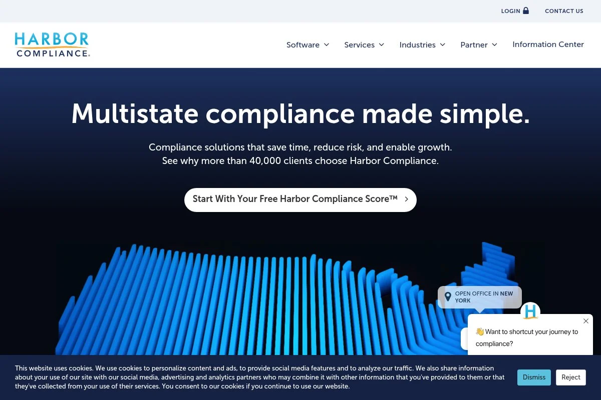 Screenshot of Harbor Compliance homepage