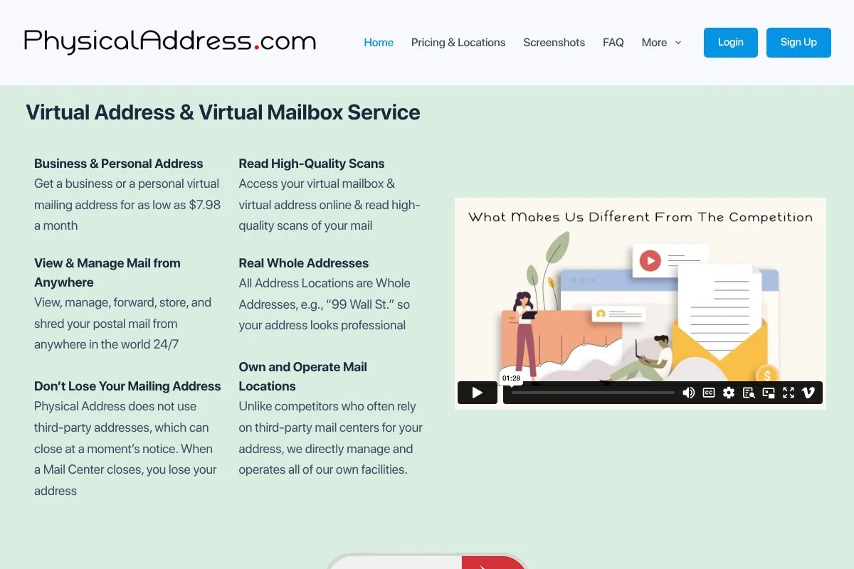 Screenshot of PhysicalAddress.com homepage