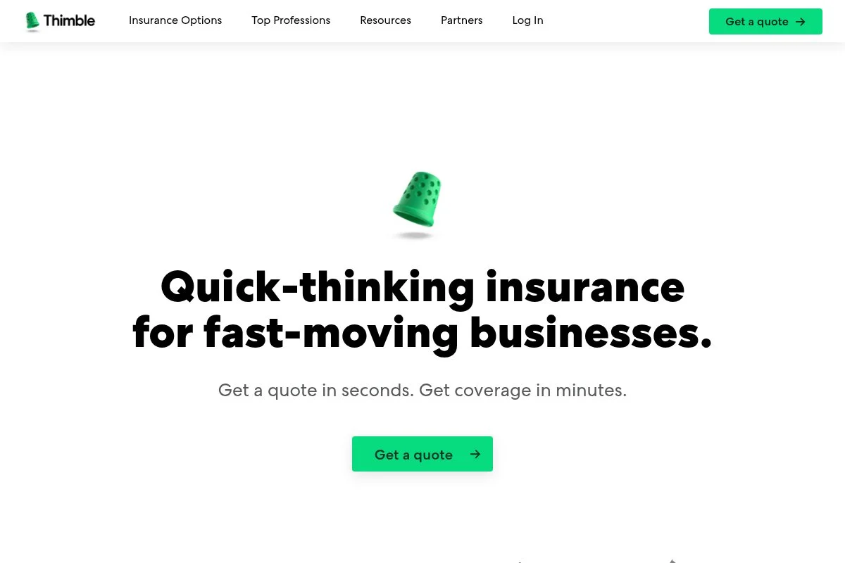Screenshot of Thimble homepage