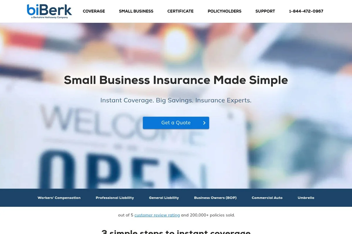 Screenshot of biBERK homepage
